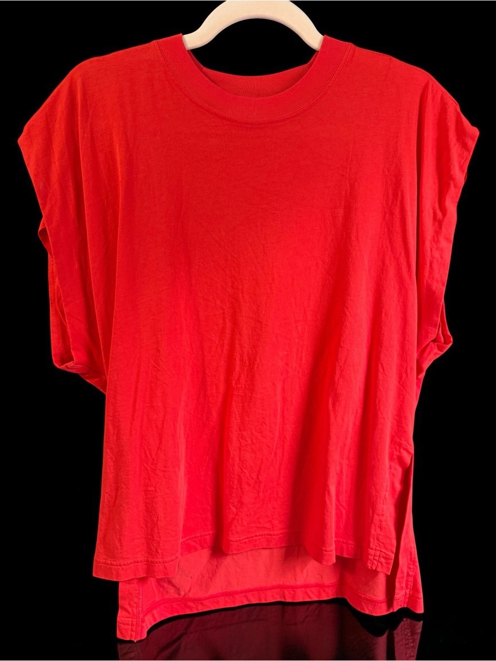 Athleta Womens Red Oversized Tee Size Small Casual Athleisure Short Sleeve Top